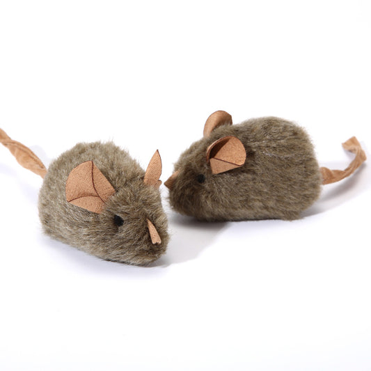 Squeaky Plush Mouse Cat Toy | Realistic Long Haired Interactive Toy
