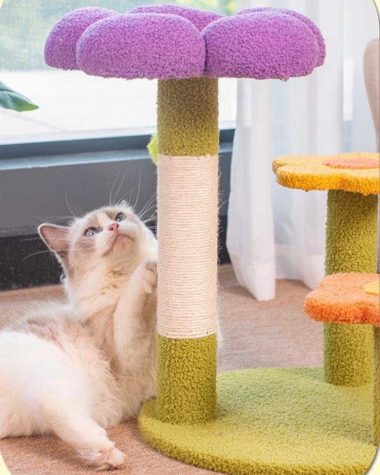 Bloomy Flower Cat Tree with Scratching Post- PawPaw Palace -