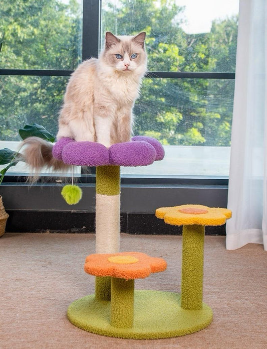 Bloomy Flower Cat Tree with Scratching Post - PawPaw Palace -
