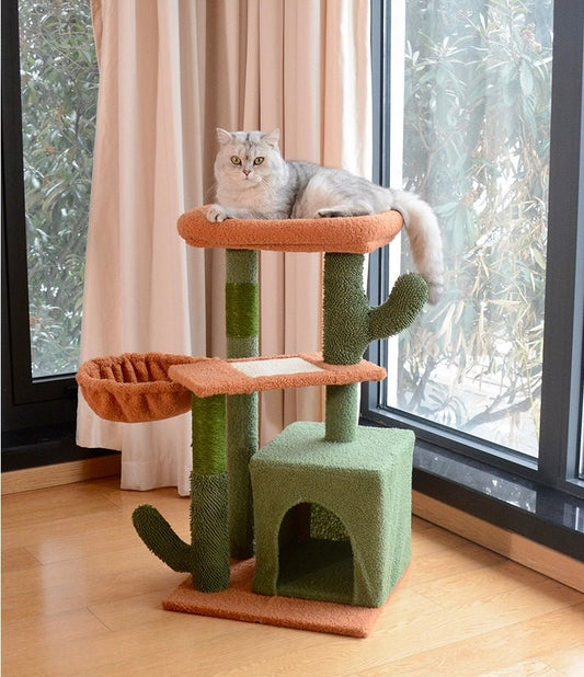 Cactus Cat Tree with a Hammock- PawPaw Palace -
