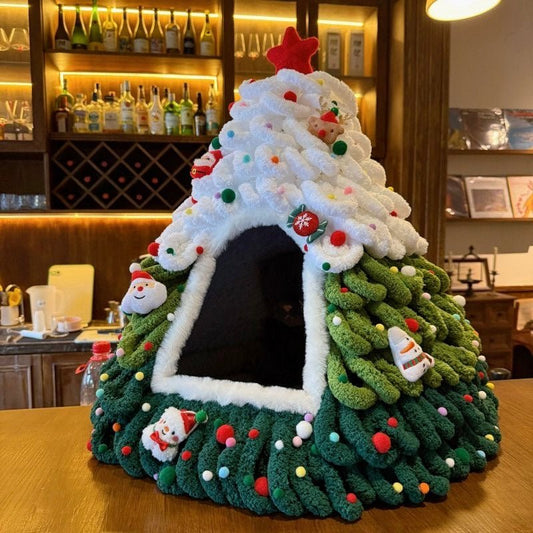 Fully DIY Christmas Tree Cat Bed With Materials - PawPaw Palace -