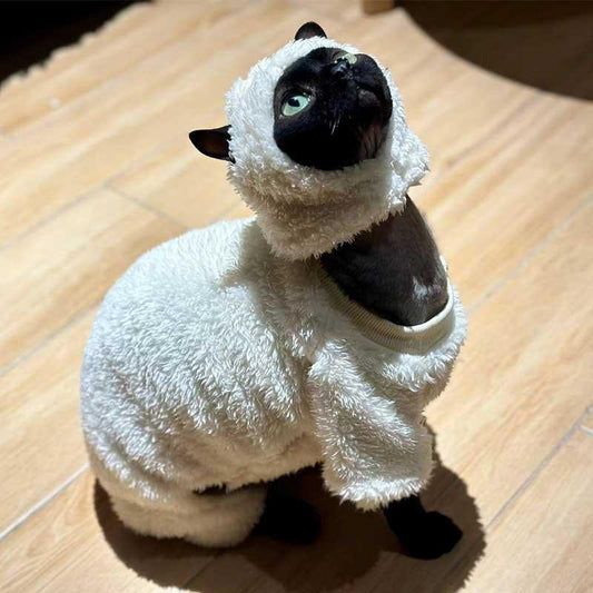 Funny Sheep Costume Hairless Cat Halloween Clothes - PawPaw Palace -