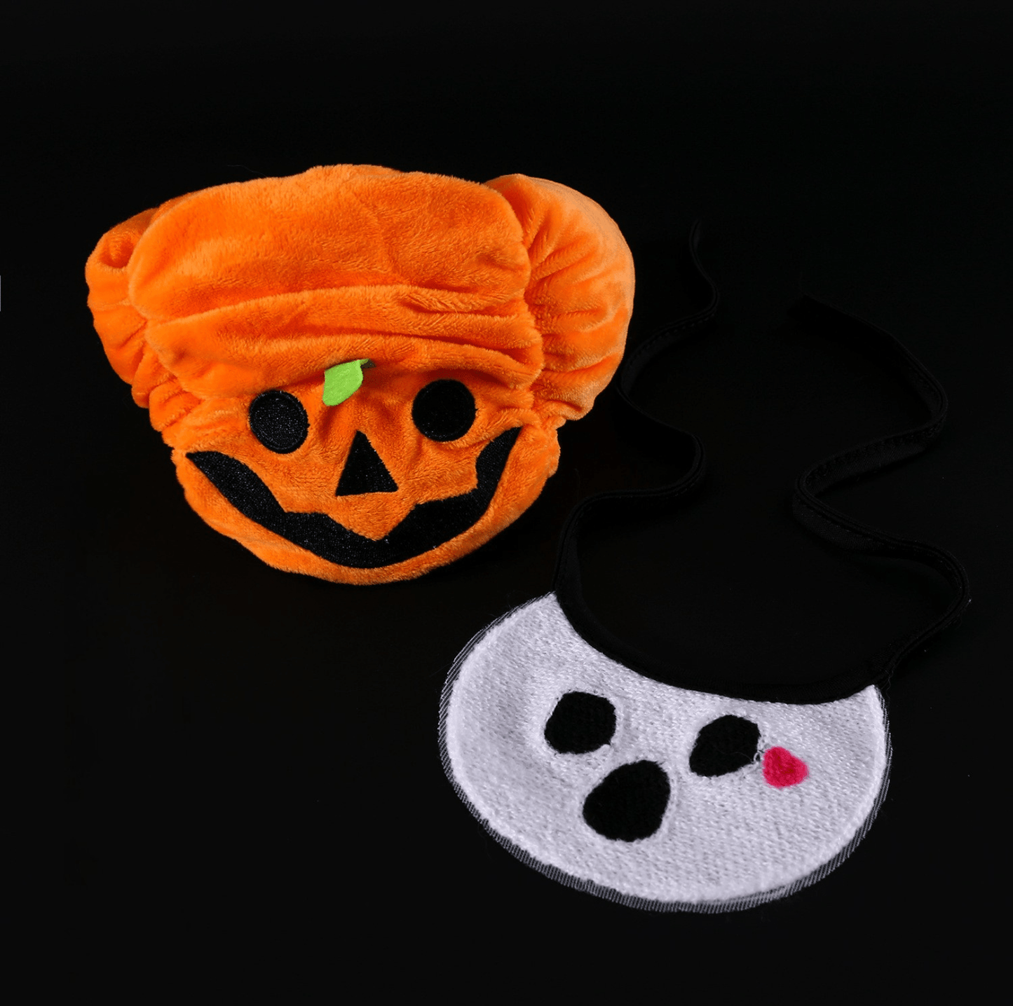 Halloween Pumpkin Hat & Ghost Bib Set for Cats and Dogs - PawPaw Palace -