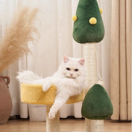 Interactive Green Cat Tree with Scratching Post - PawPaw Palace -