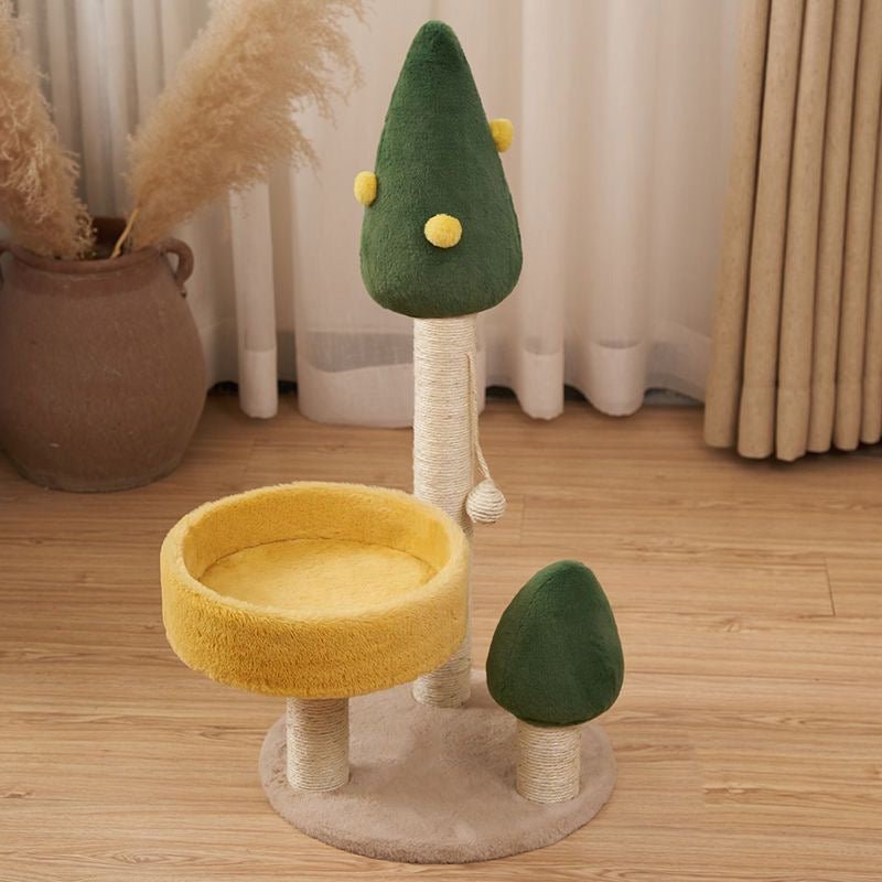 Small Size-Interactive Green Cat Tree with Scratching Post- PawPaw Palace -