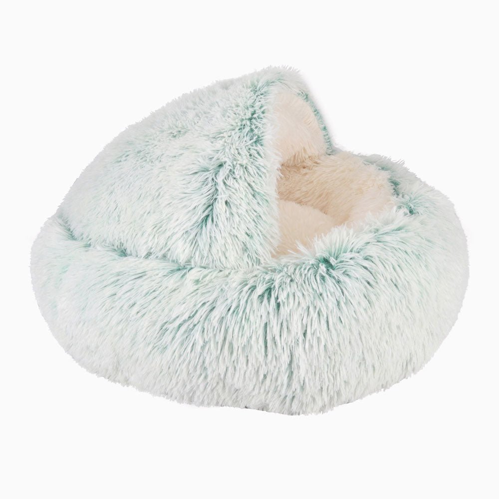 Plush Hooded Cat Bed | Self - Warming Cave - PawPaw Palace -