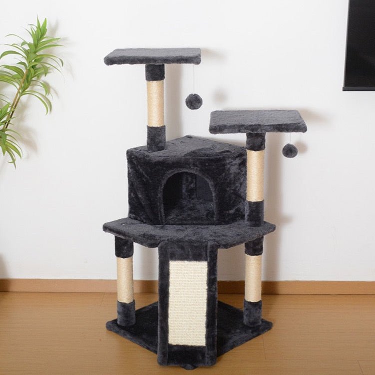 Grey Cat Tree with Scratching Pad - PawPaw Palace -