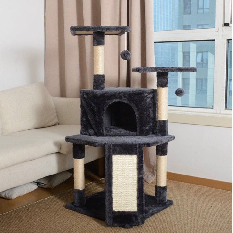 Grey Cat Tree with Scratching Pad - PawPaw Palace -
