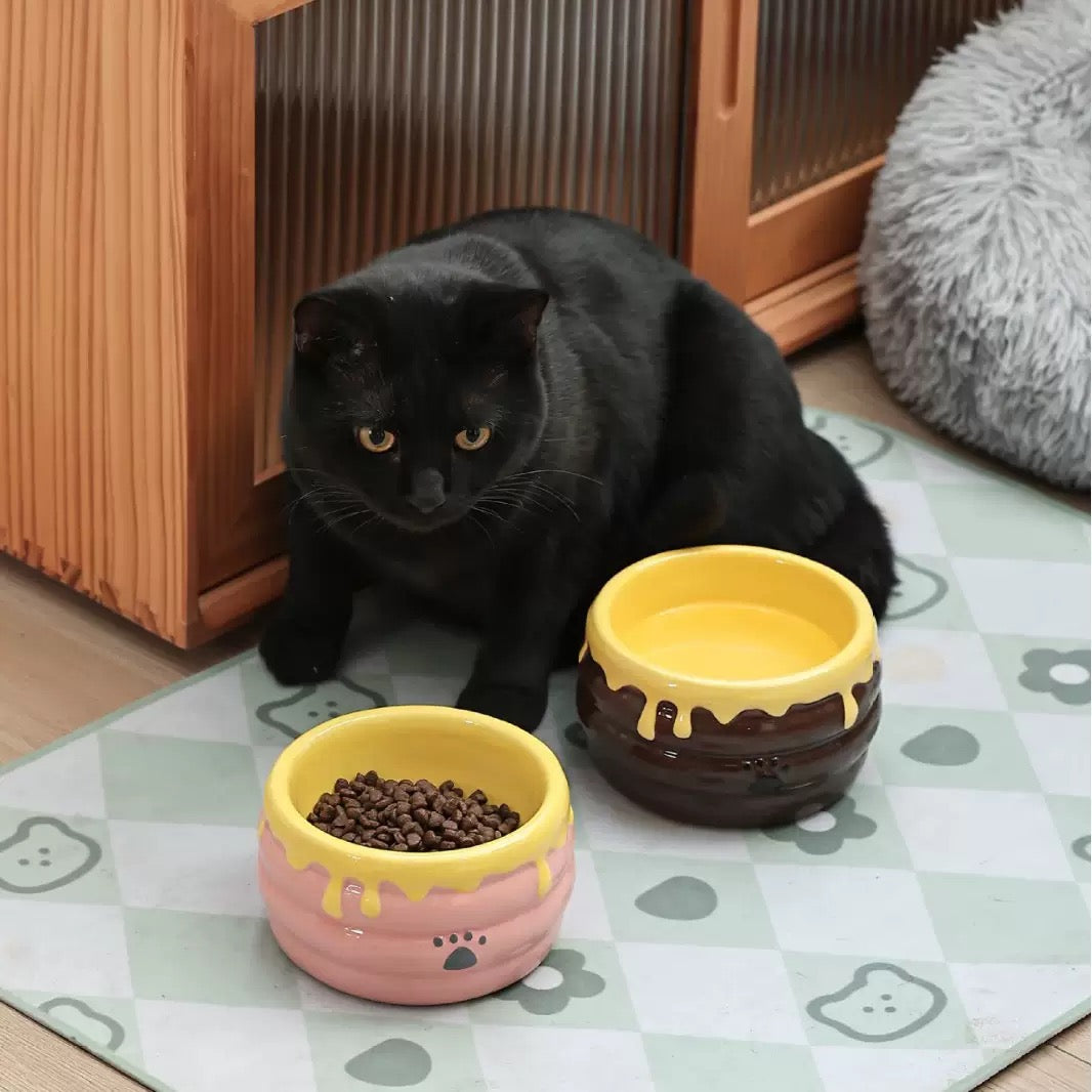 Honey Jar Cat Bowl