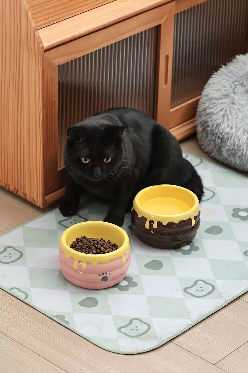 Honey Jar Cat Bowl