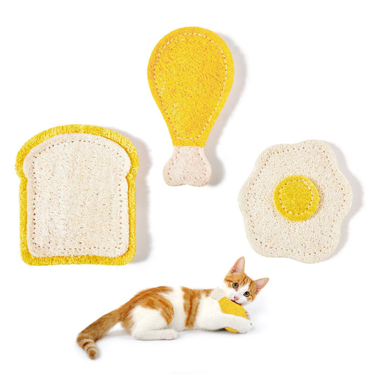 Cat Chew Toys with Catnip and Silvervine, 3PCS Interactive Kitten Loofa Dental Toys - PawPaw Palace - 