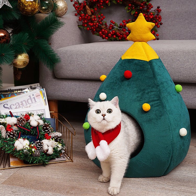 Christmas Tree Cat Beds House - PawPaw Palace - 