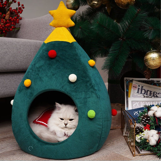 Christmas Tree Cat Beds House - PawPaw Palace - 