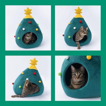 Christmas Tree Cat Beds House - PawPaw Palace - 