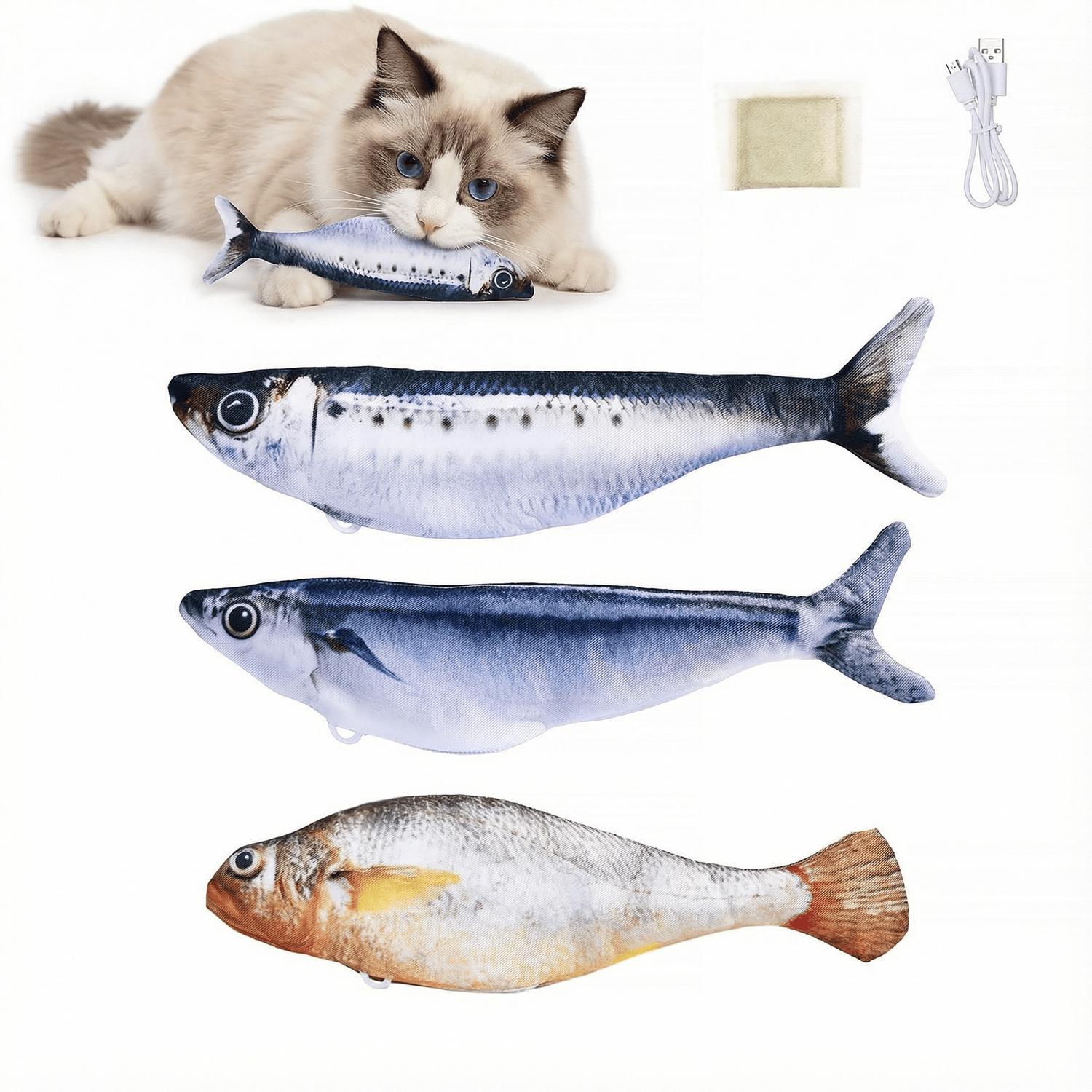 Flopping Fish with Silvervine and Catnip| Cat Toys - PawPaw Palace - 