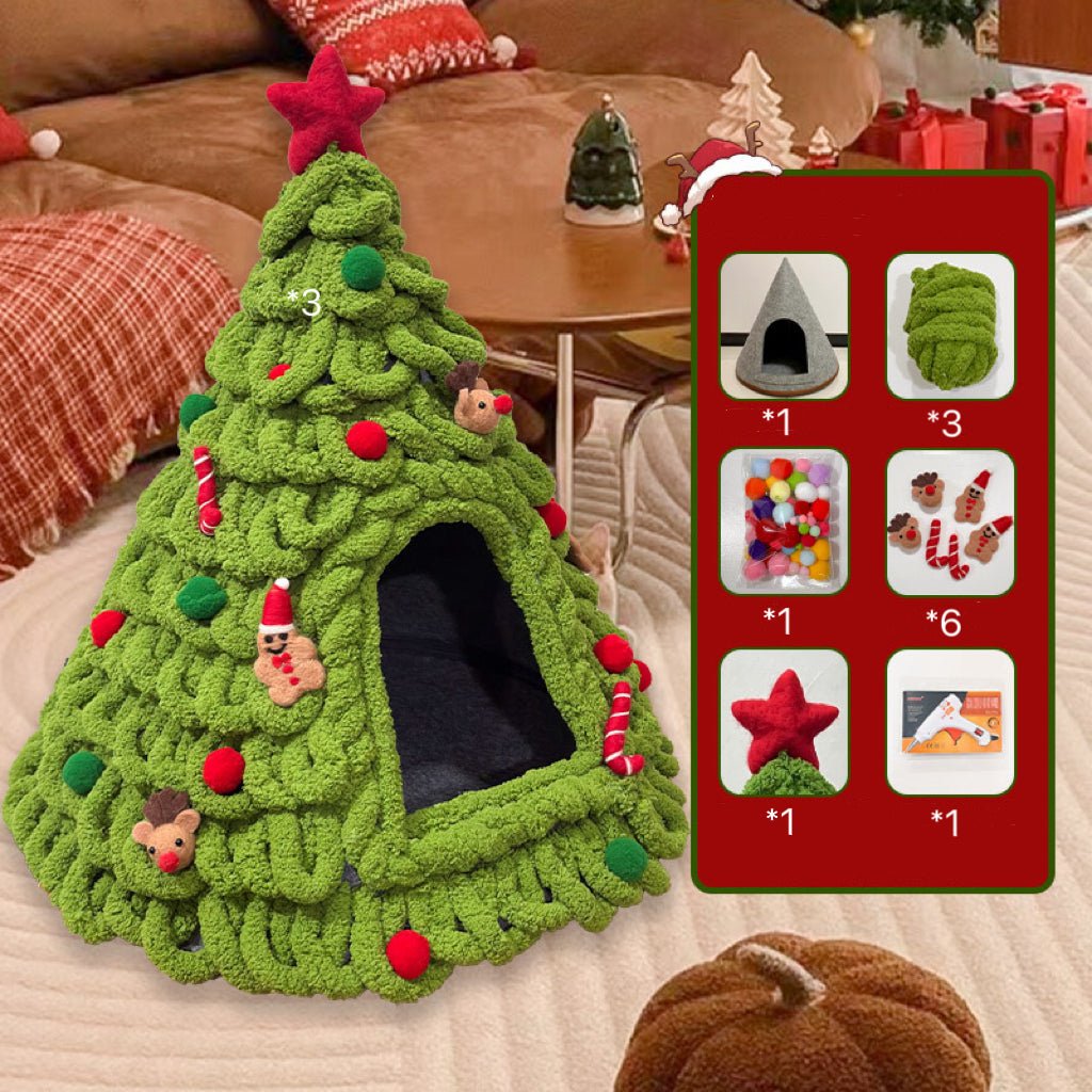 Fully DIY Christmas Tree Cat Bed With Materials - PawPaw Palace - 