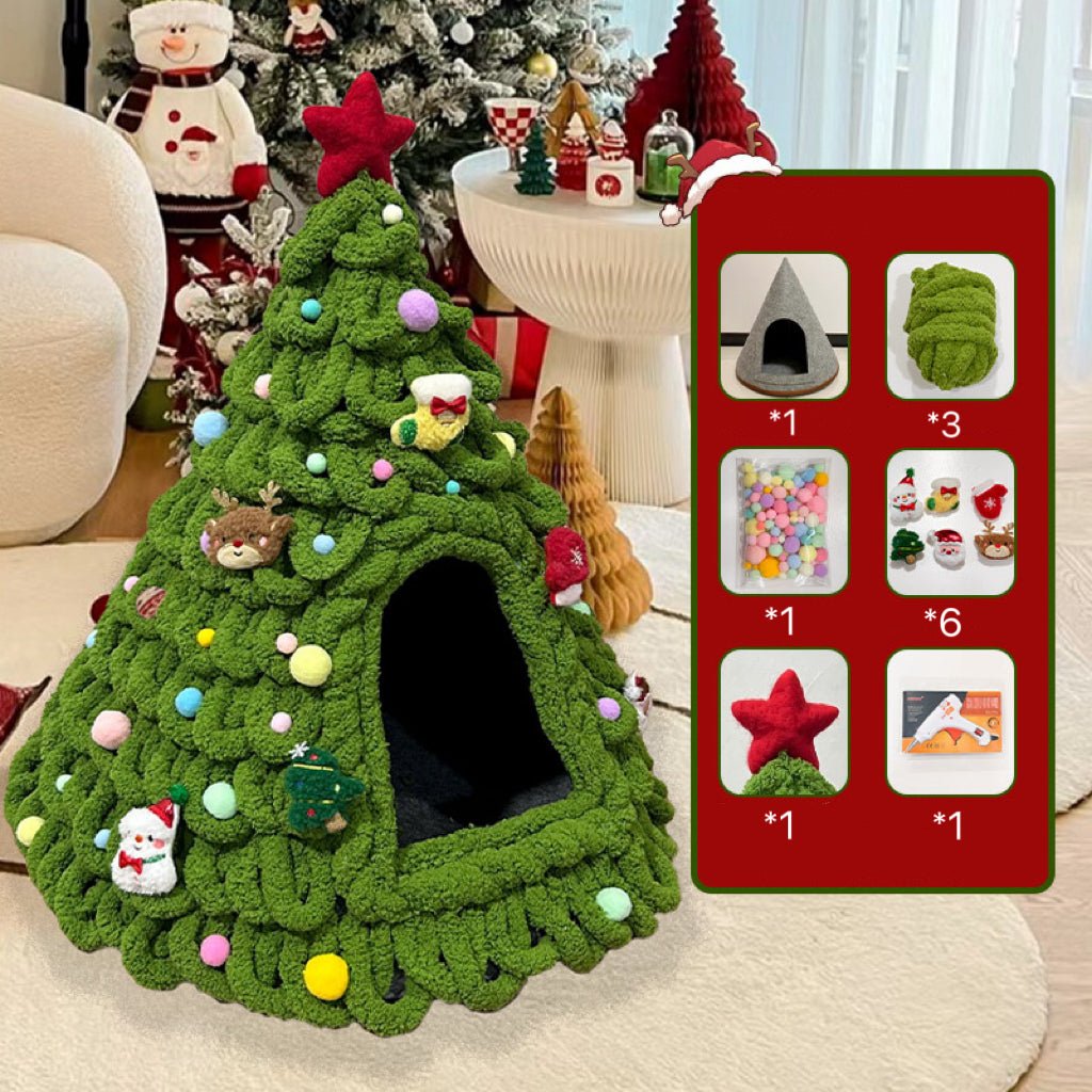 Fully DIY Christmas Tree Cat Bed With Materials - PawPaw Palace - 