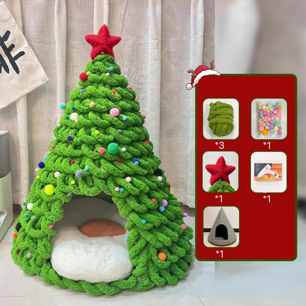 Fully DIY Christmas Tree Cat Bed With Materials - PawPaw Palace - 
