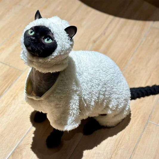 Funny Sheep Costume Hairless Cat Halloween Clothes - PawPaw Palace - 