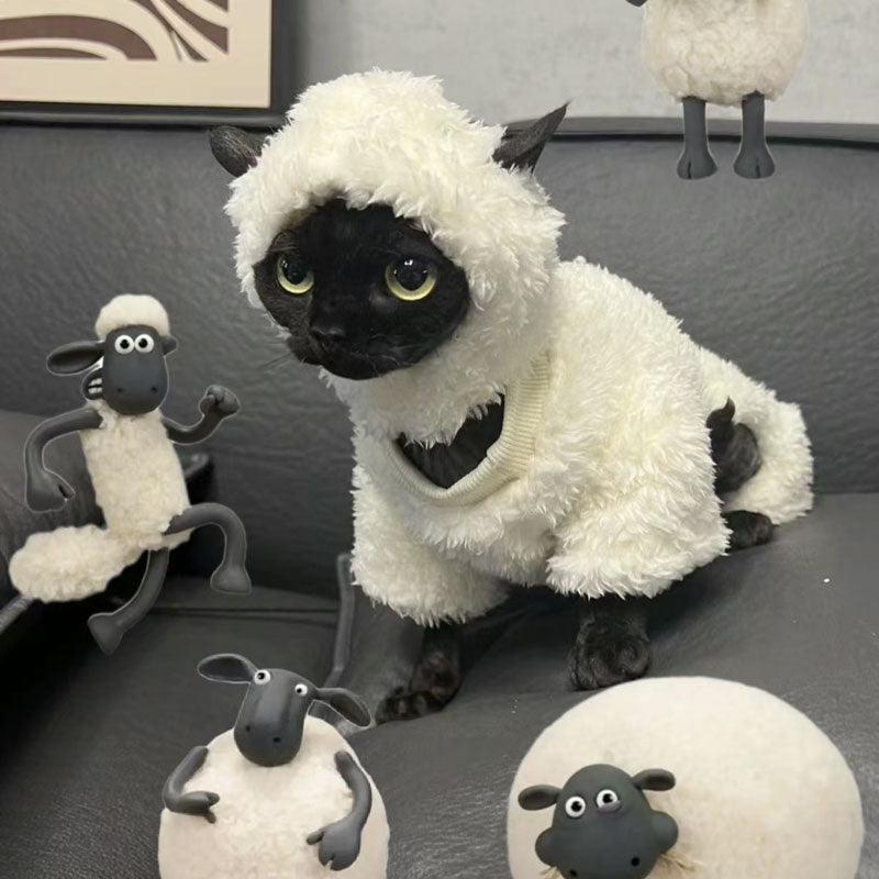 Funny Sheep Costume Hairless Cat Halloween Clothes - PawPaw Palace - 