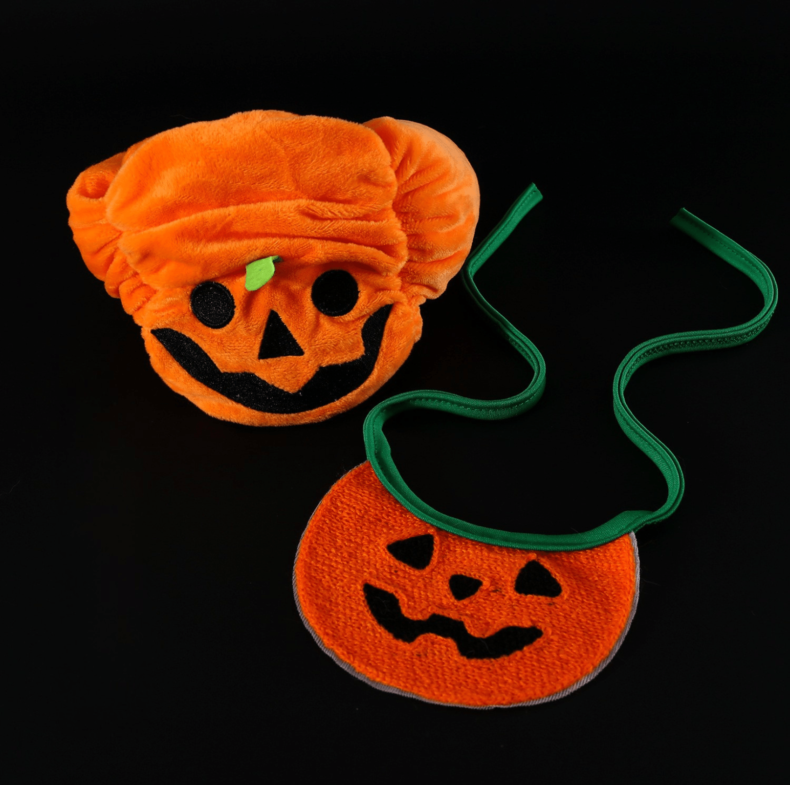 Halloween Pumpkin Hat & Ghost Bib Set for Cats and Dogs - PawPaw Palace - 