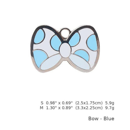 Personalized Blue Bow Pet ID Tag – Custom Engraved Dog & Cat Tag - PawPaw Palace - 