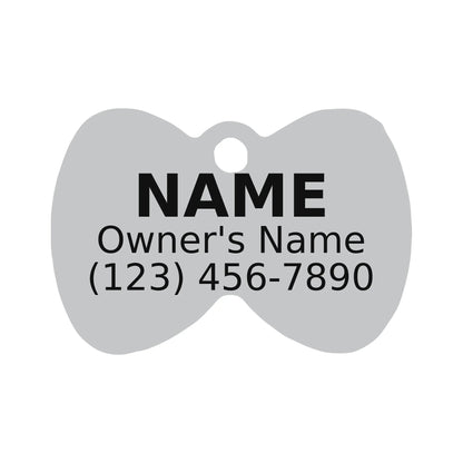 Personalized Blue Bow Pet ID Tag – Custom Engraved Dog & Cat Tag - PawPaw Palace - 