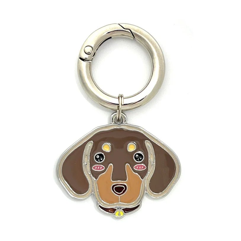 tag-dachshund-chocolate-Personalized Dog Breed Tag – Custom Engraved Enamel Collar Charm - PawPaw Palace - 