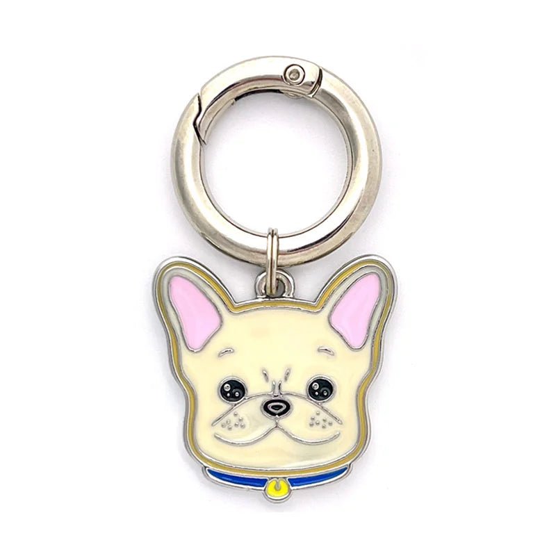 tag-french-bulldog-cream-Personalized Dog Breed Tag – Custom Engraved Enamel Collar Charm - PawPaw Palace - 