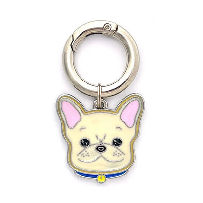 tag-french-bulldog-cream-Personalized Dog Breed Tag – Custom Engraved Enamel Collar Charm - PawPaw Palace - 