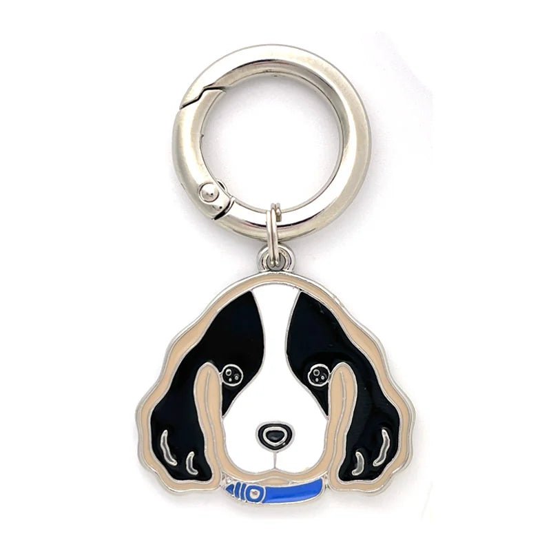 tag-springer-spaniel-black-Personalized Dog Breed Tag – Custom Engraved Enamel Collar Charm - PawPaw Palace - 
