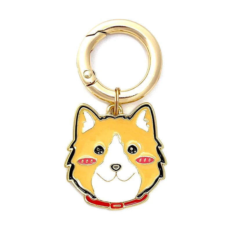 tag-border-collie-gold-Personalized Dog Breed Tag – Custom Engraved Enamel Collar Charm - PawPaw Palace - 