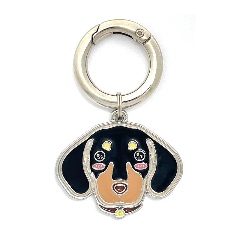 tag-dachshund-black-Personalized Dog Breed Tag – Custom Engraved Enamel Collar Charm - PawPaw Palace - 