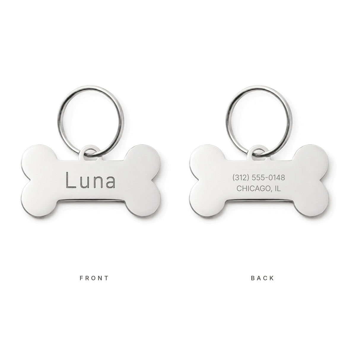 Personalized dog ID tag front and back photo