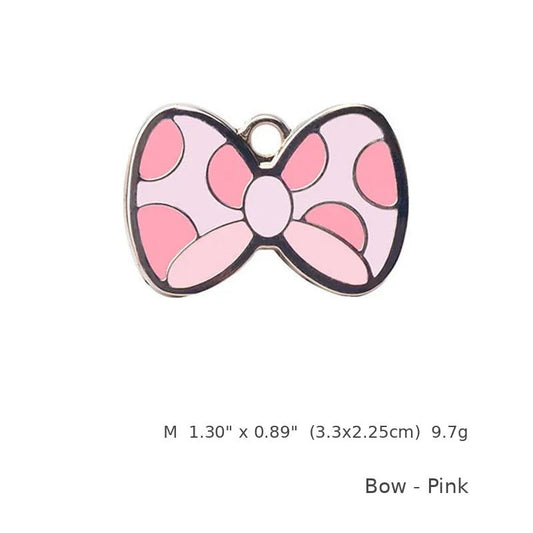 Personalized Pink Bow Pet ID Tag – Custom Engraved Dog & Cat Tag - PawPaw Palace - 